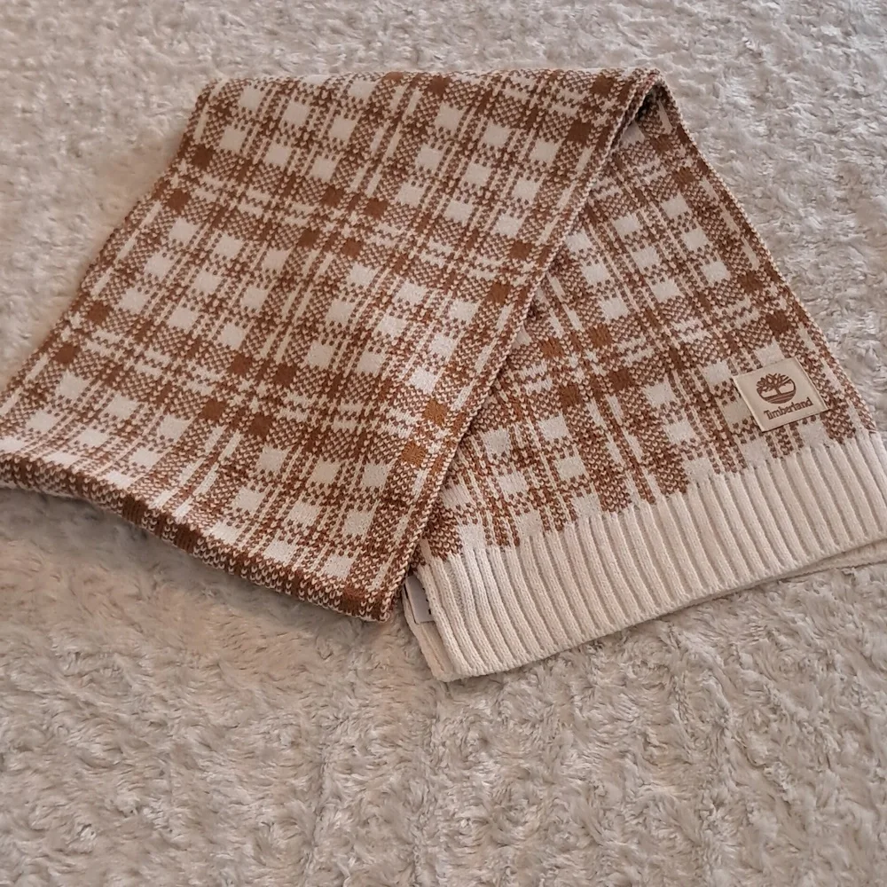 New Timberland Brown Plaid Scarf
